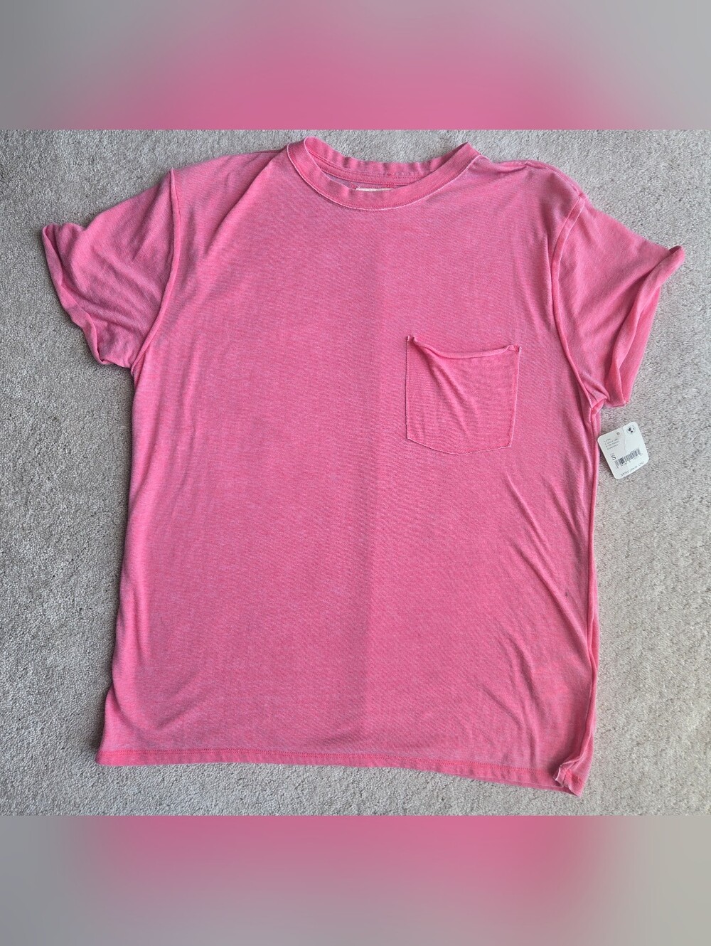 We The Free Pink Short Sleeve Pocket Tee FREE PEOPLE
